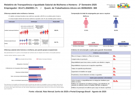 Relatório de igualdade salarial entre homens e mulheres - 2º Semestre 2025